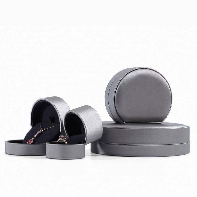 Round High Quality Elegant Jewelry Box PU Leather Jewelry Packaging Ring Necklace Storage - Image 3