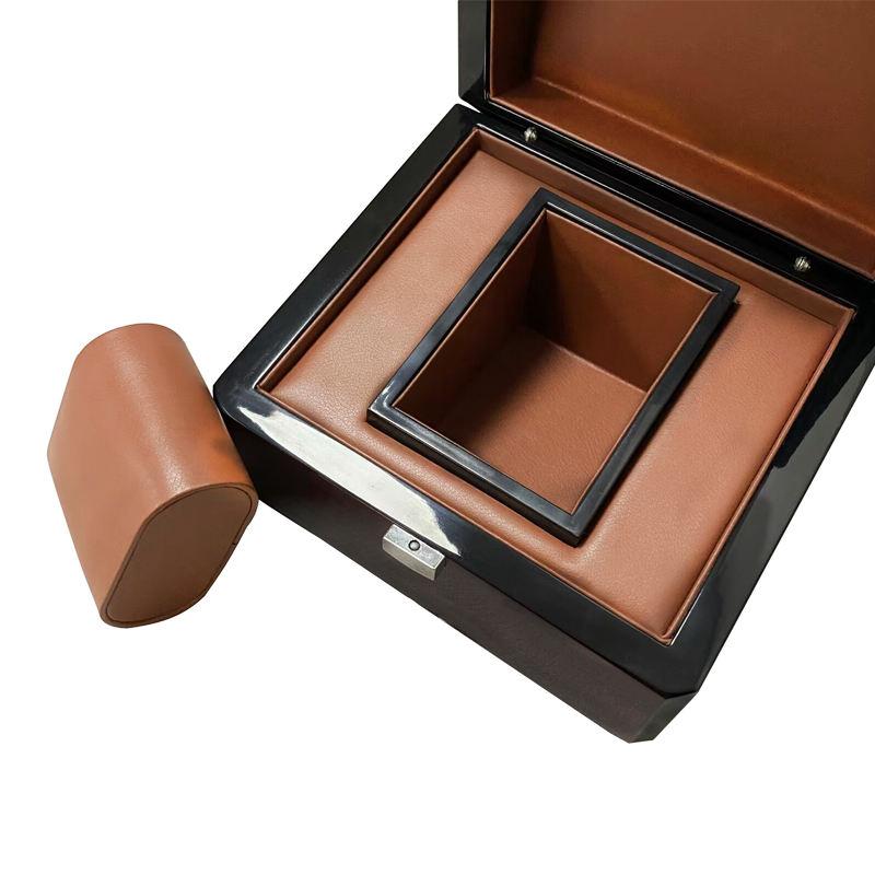 Customized logo luxury single watch gift storage box red wooden watch packaging display box with pillow watch box - Image 6