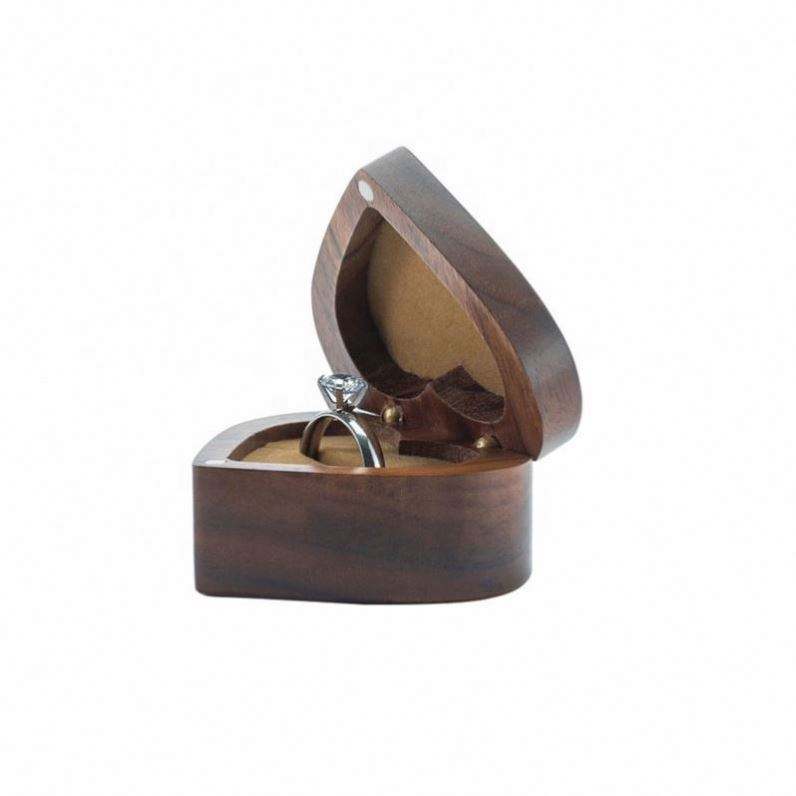 mini heart shaped mdf engagement gift storage ring boxes jewellery packaging wedding jewelry wholesale wooden ring box - Image 5