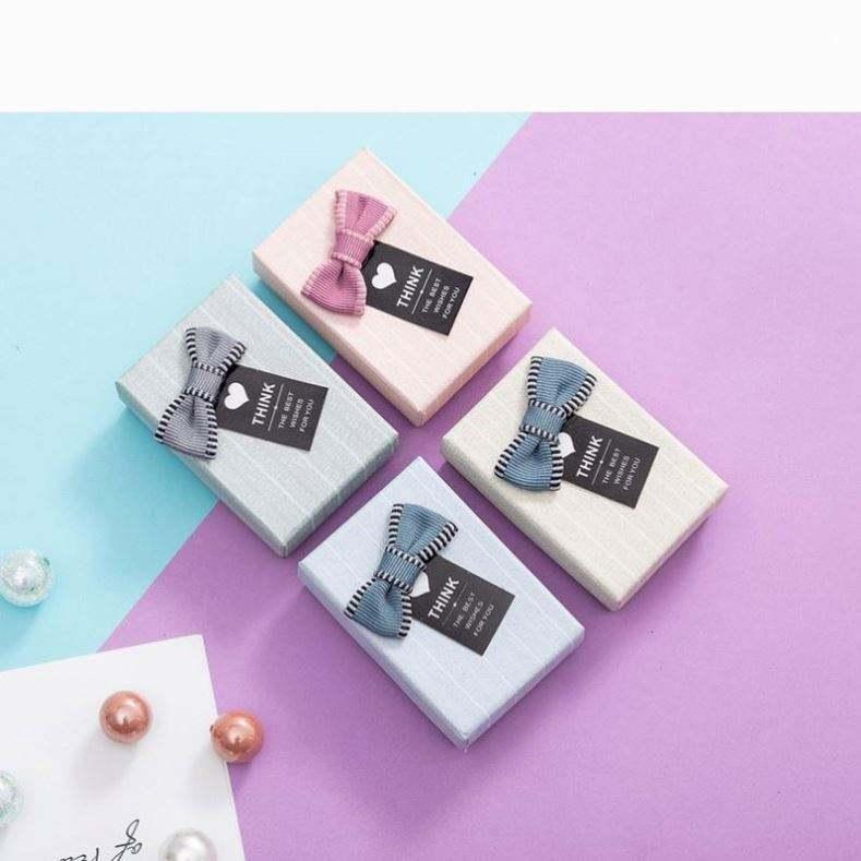 Wholesale Delicate Bowknot Gift Paper Box Small Luxury Paper Jewelry Packaging Box Ring Earrings Packaging Box - Image 2