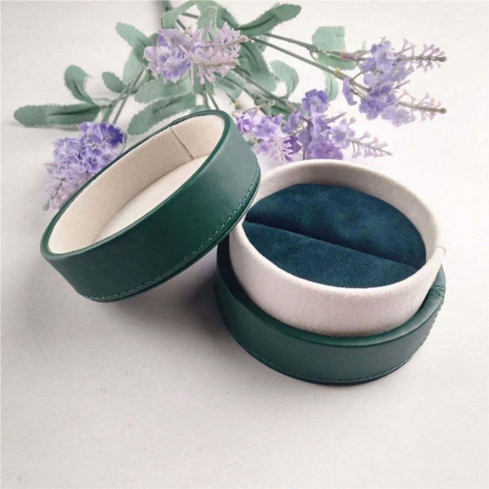 o-ring seal earring custom luxury color green wholesale pu leather ring box