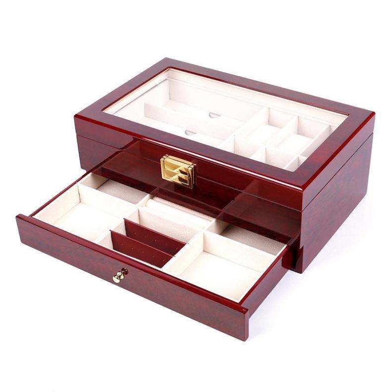 XINGYUE Stock 2 Decks Watches Box Red Black Wood Universal Sunglasses Watch Jewelry Gift Box Display Packaging Box Case - Image 4
