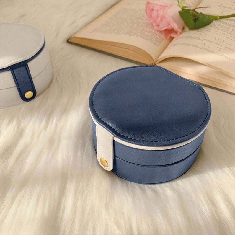 Custom round shape box for jewelry with logo luxury faux leather jewelry storage box - Image 3