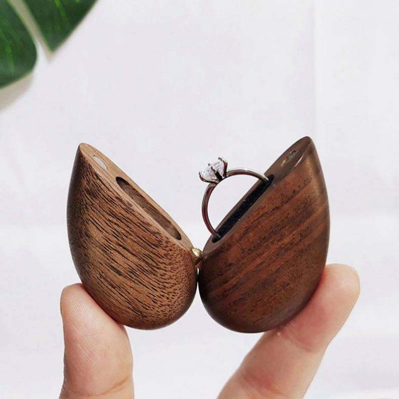 Custom design jewellery box wooden heart shape ring jewelry box - Image 2