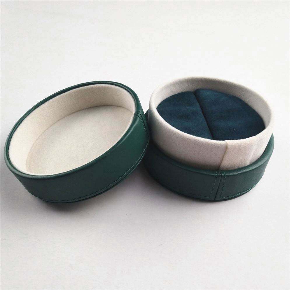 o-ring seal earring custom luxury color green wholesale pu leather ring box - Image 3