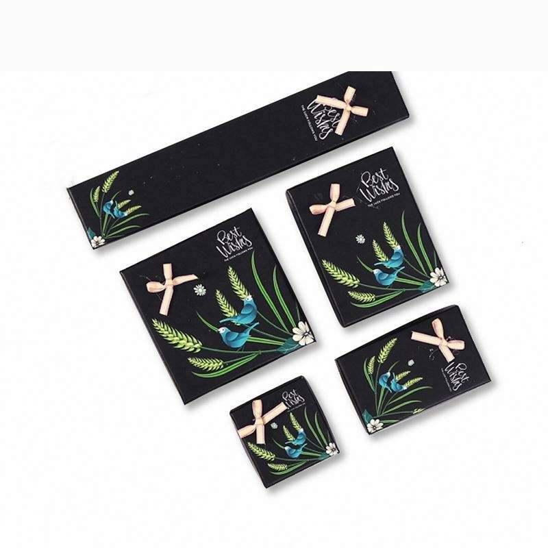 Wholesale High Quality Black Custom Logo Ring Necklace Jewelry Packaging Box - Image 2