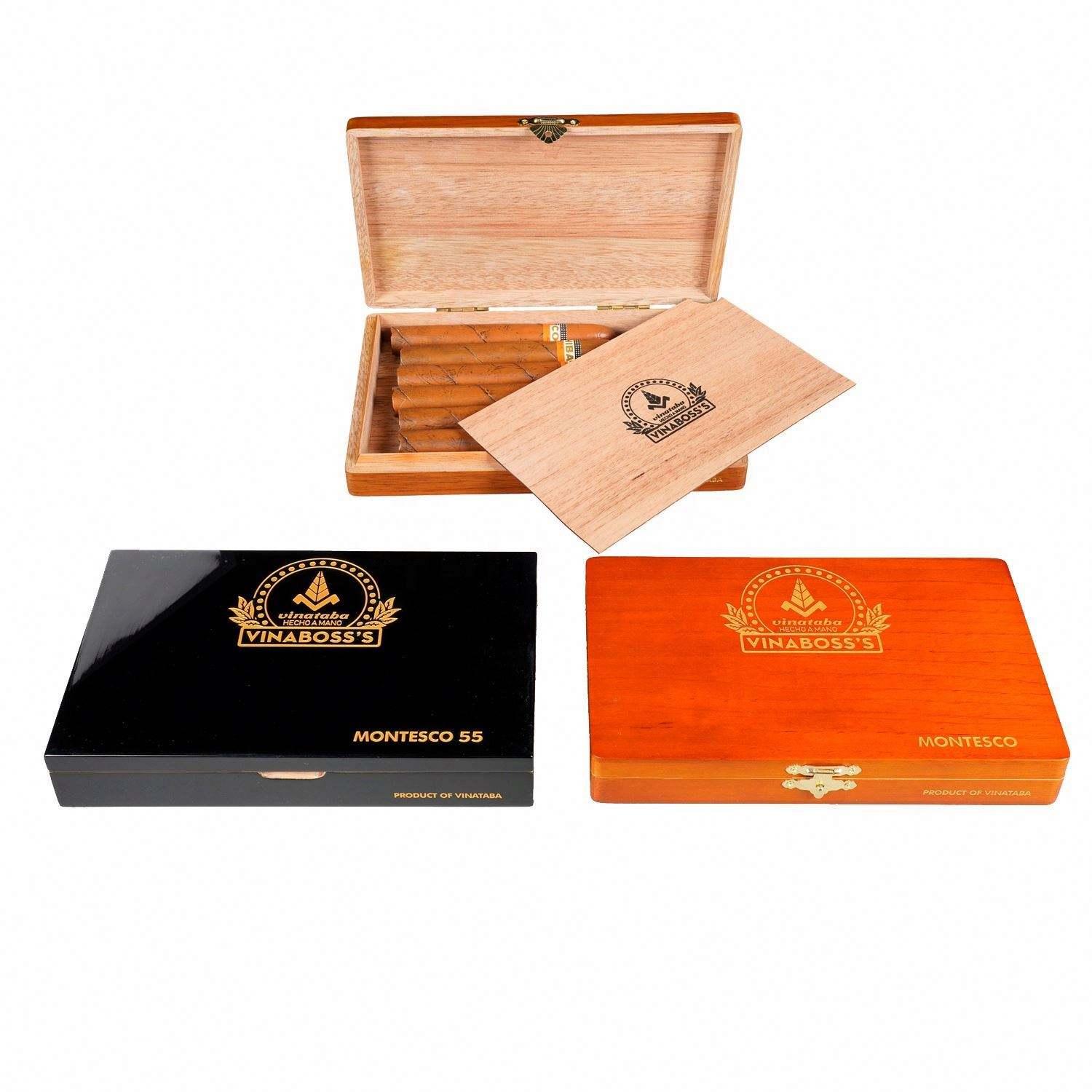 Popular promotional rectangle high gloss paint cedar wooden boxes for travel cigar case wholesale - 图片 3