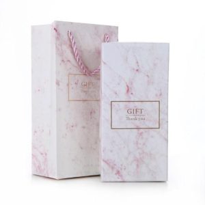 Noble Pink Marble Rectangular Gift Box Elegant Paper Packaging Bag With Hand Bag