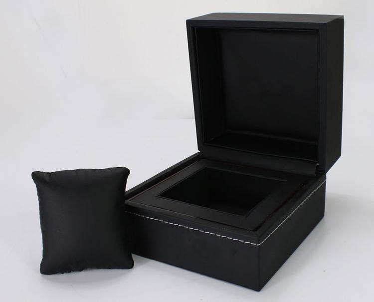 High End PU Leather Wrist Black Watch Paper Box With Stitching Line - Image 3