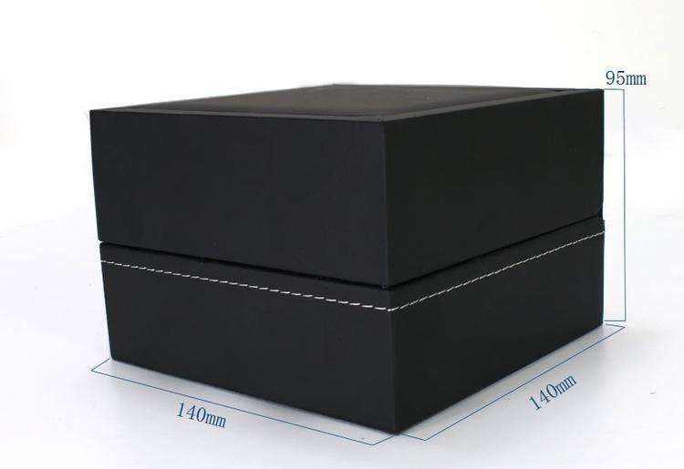 High End PU Leather Wrist Black Watch Paper Box With Stitching Line - Image 6