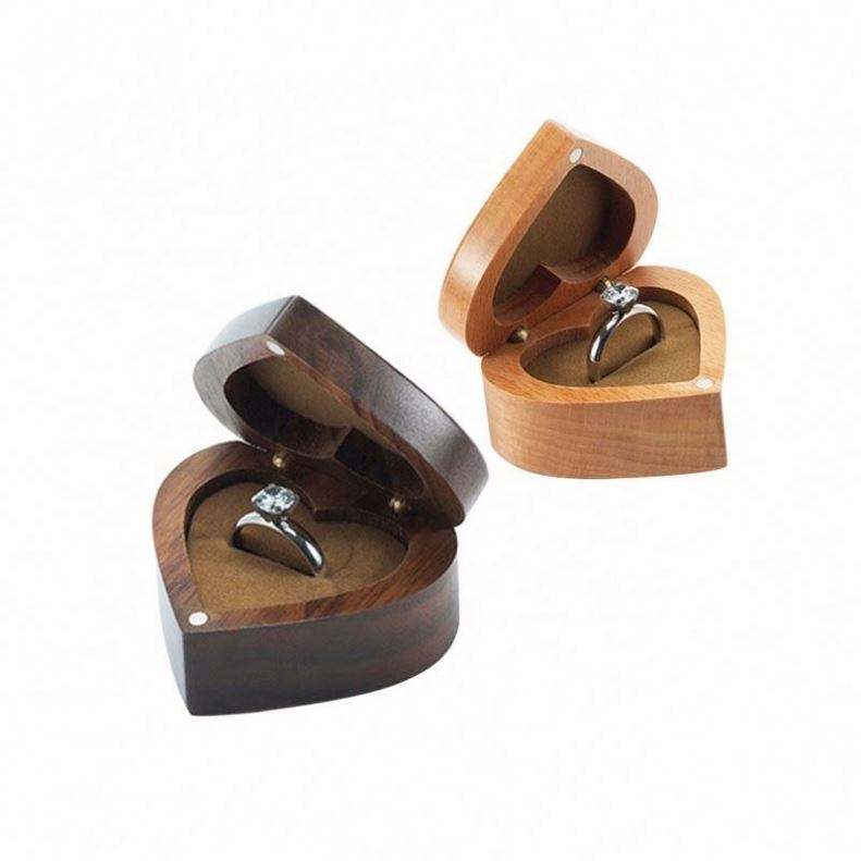 mini heart shaped mdf engagement gift storage ring boxes jewellery packaging wedding jewelry wholesale wooden ring box - Image 2
