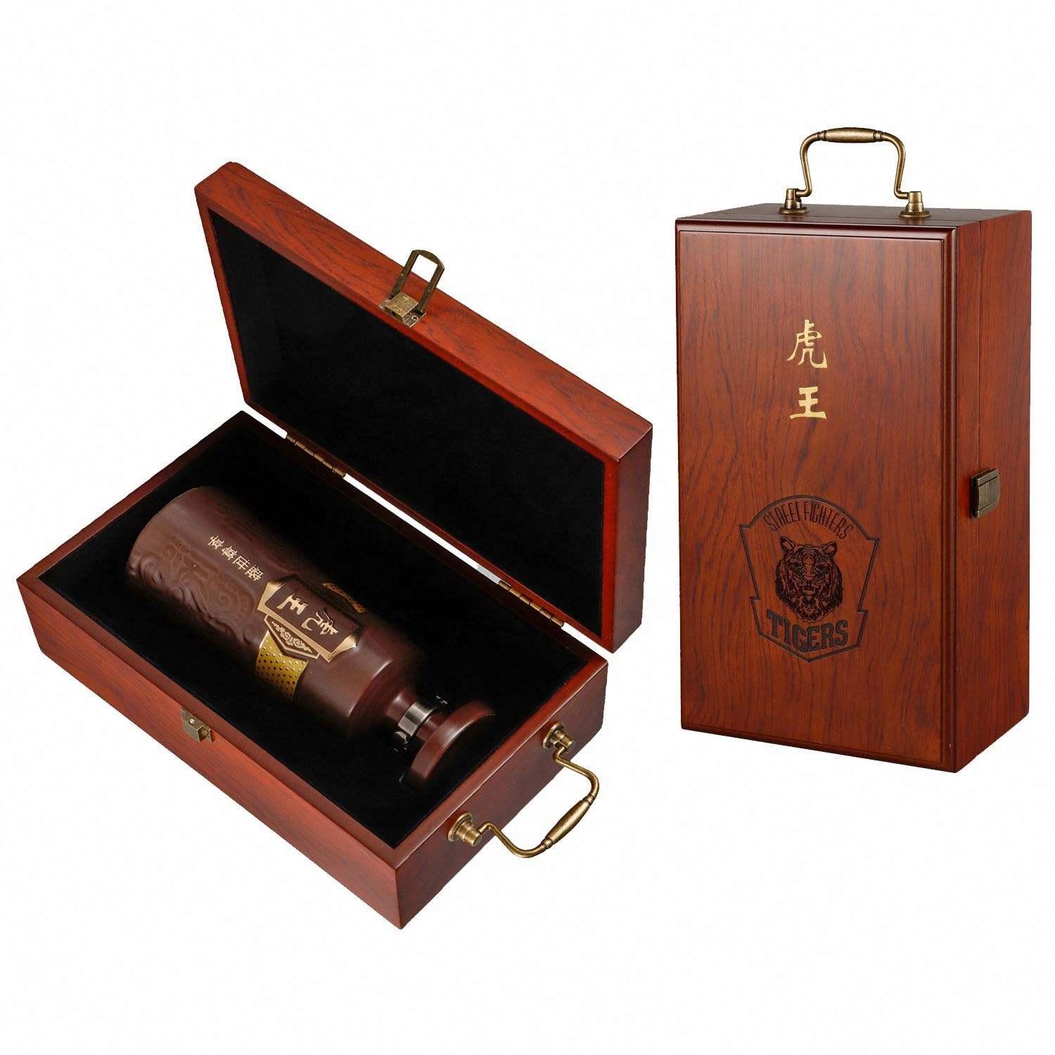 High Quality Handmade Custom Single Packaging Birch Solid Wood Wine Bottle Box