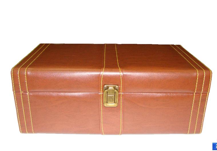 2024Newest Best Selling High Quality MDF Material Plus PU Leather Double Layer Wooden Wine Box - Image 2