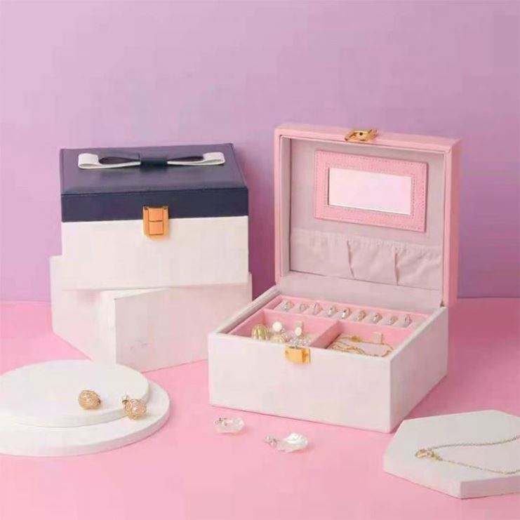 custom logo timepieces jewelry storage pu leather jewelry case boxes cabinet for jewelry packing - Image 6