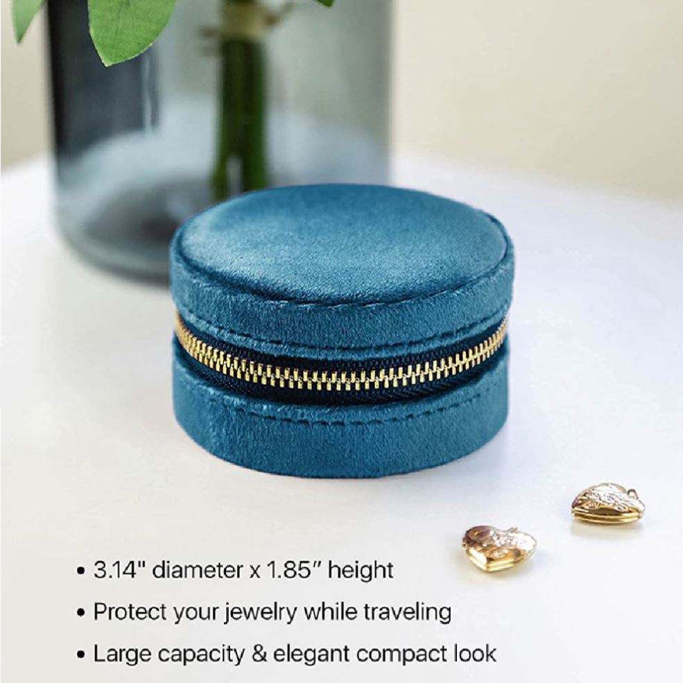 Factory Supplying Portable Jewelry Organizer Case Two Layer Pu Leather Round Jewelry Box - 图片 3