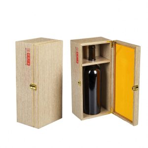 High Quality Custom Laser Logo Single Wine Packaging Luxury Wooden Box For Wine Bottle