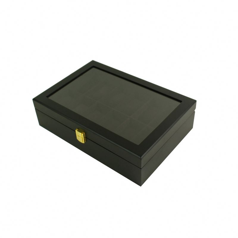 Luxury Black Matte Lacquer Watches Organizer Wrist Watch Wood Display Box With Window