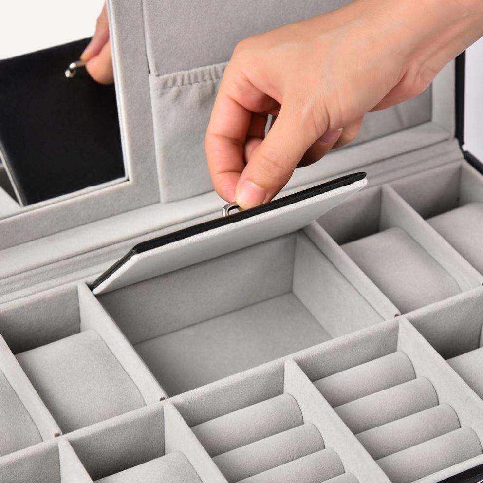 travel pu leather jewellery jewelry organizer small ring jewelry case box for women girls - Image 3