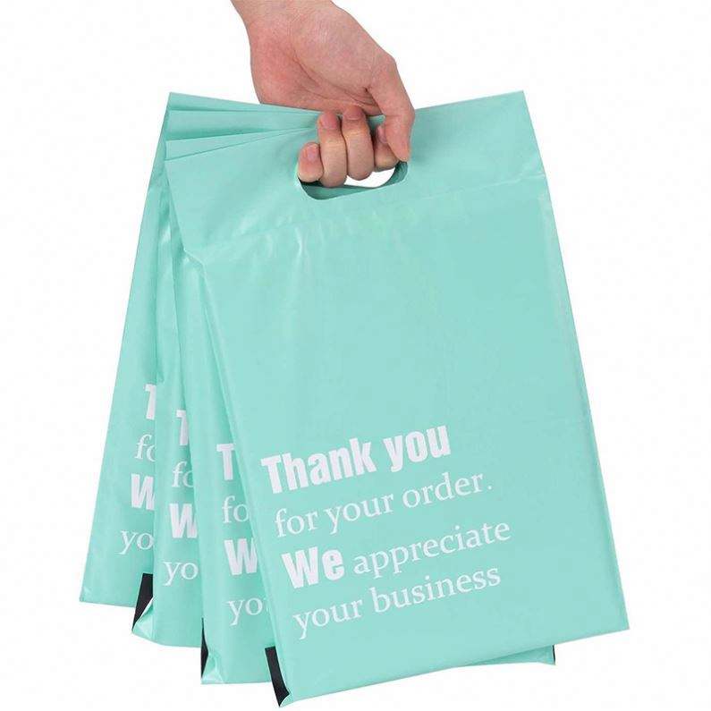 Custom Biodegradable Large Durable Self Adhesive Tear Proof Mailing Clothing T Shirt Matte Black Poly Mailers Bag With Handle - Image 4