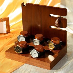 ODM/ OEM Wooden Mens Watch Case Holder Home Counter Solid Wood Gift Watch Display Stand