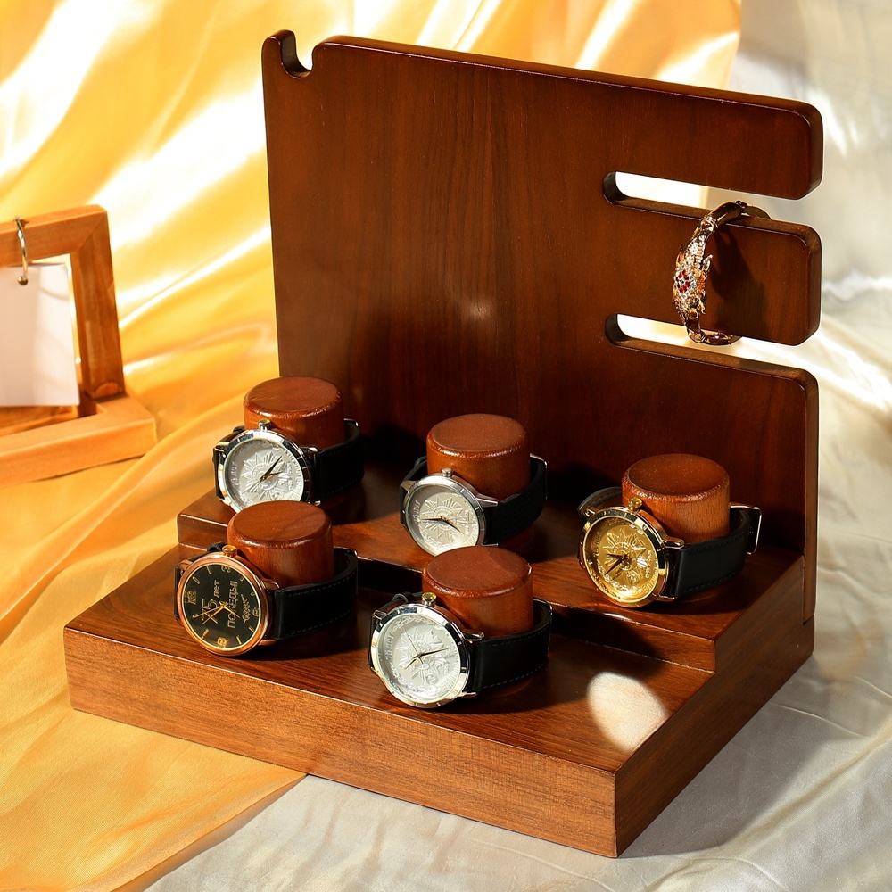 ODM/ OEM Wooden Mens Watch Case Holder Home Counter Solid Wood Gift Watch Display Stand