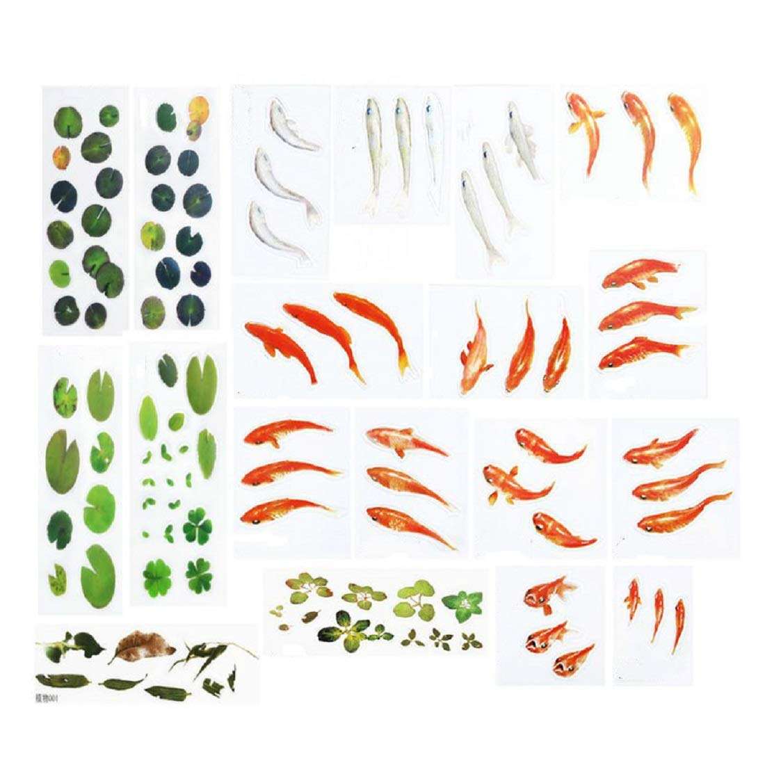 China Professional Manufacture Gold Fish Leaves Resin Clear Film 3d Stickers Epoxy Sticker - Image 2