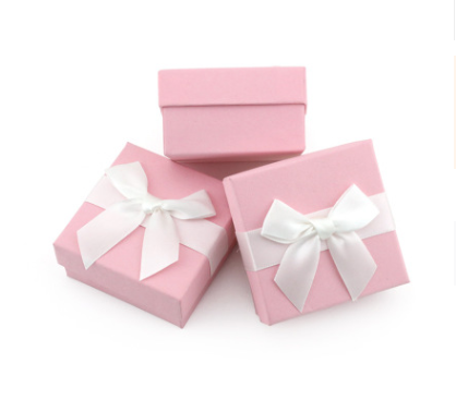 Ready To Ship!! Exquisite Jewelry Organizer Cardpaper Ring Box Necklace Paper Gift Box Jewelry Packaging Gift Box With Bowknot
