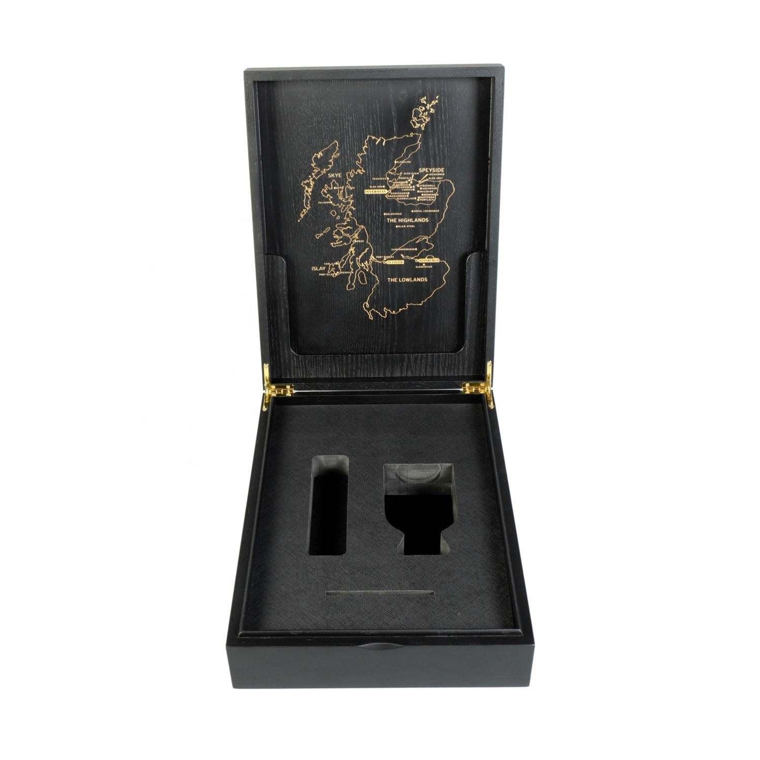 Factory Handmade Custom Laser Pattern Ash Solid Wood Rectangle Luxury Black Wine Wood Box - Image 5