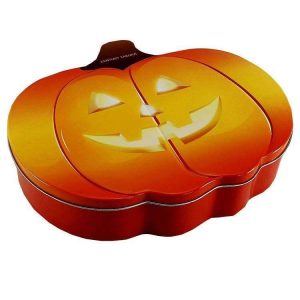 Creative Pumpkin Shaped Tin Box Halloween Candy Packaging Box Halloween Chocolate Packaging Tin Box Halloween Gift Tin Packaging