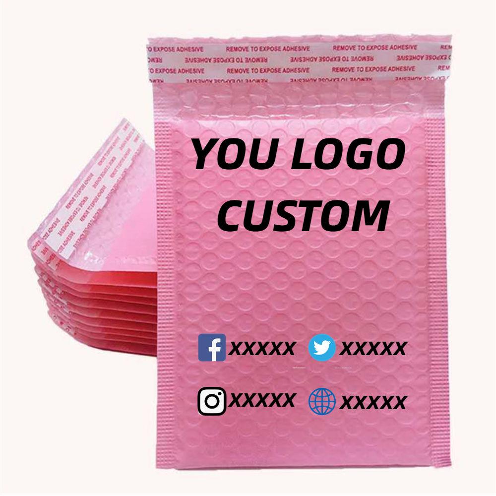 Cute Custom Poly Bubble Mailers Self Seal Pink Padded Envelopes Shipping Bag for Jewelries & Cosmetics - 图片 2