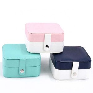 portable mix colors saffiano leather earring rings necklace jewelry packaging organizer wholesale