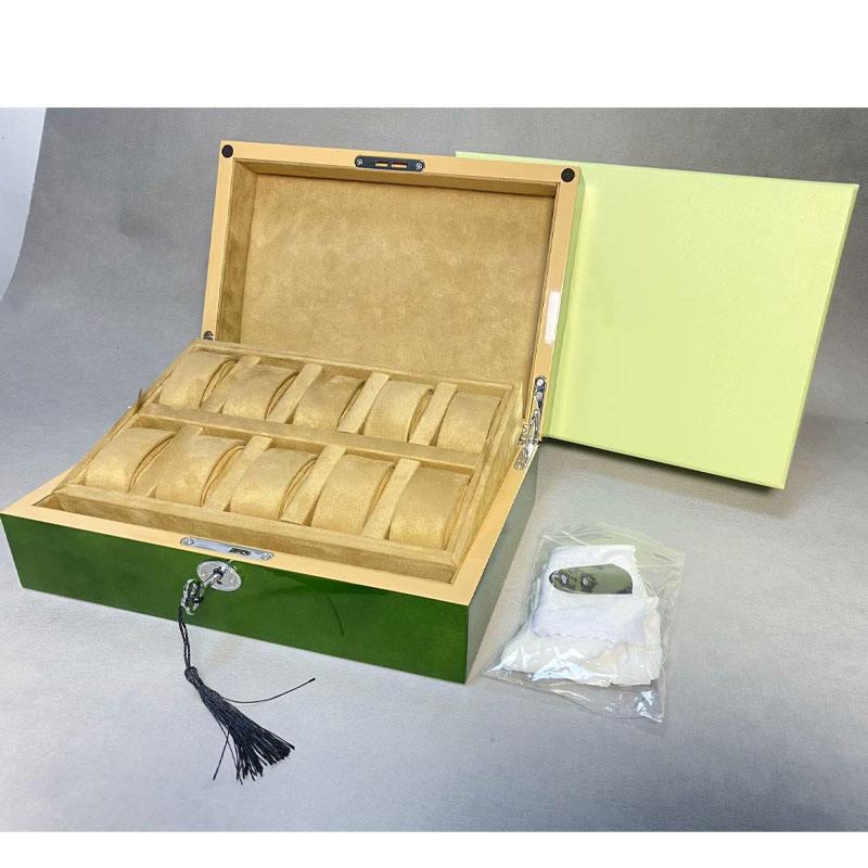 Hot selling custom high-capacity wooden watch display box with 10 slots multi-functional watch top luxury watch gift box - 图片 6