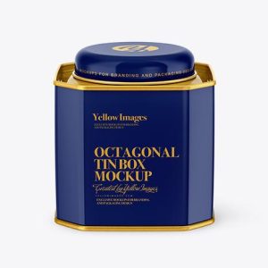 Customized large blue antique metal container octagonal tea sealed canister packaging food grade tin cans with lid for tea