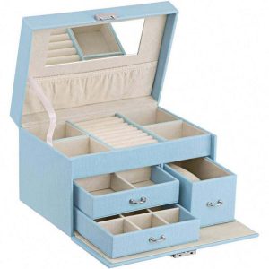 girls earring necklace ring mirror luxury pu leather jewelry travel boxes jewelry leather packaging organizer bag