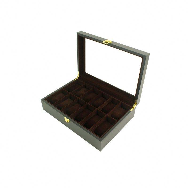 Luxury Black Matte Lacquer Watches Organizer Wrist Watch Wood Display Box With Window - Image 4