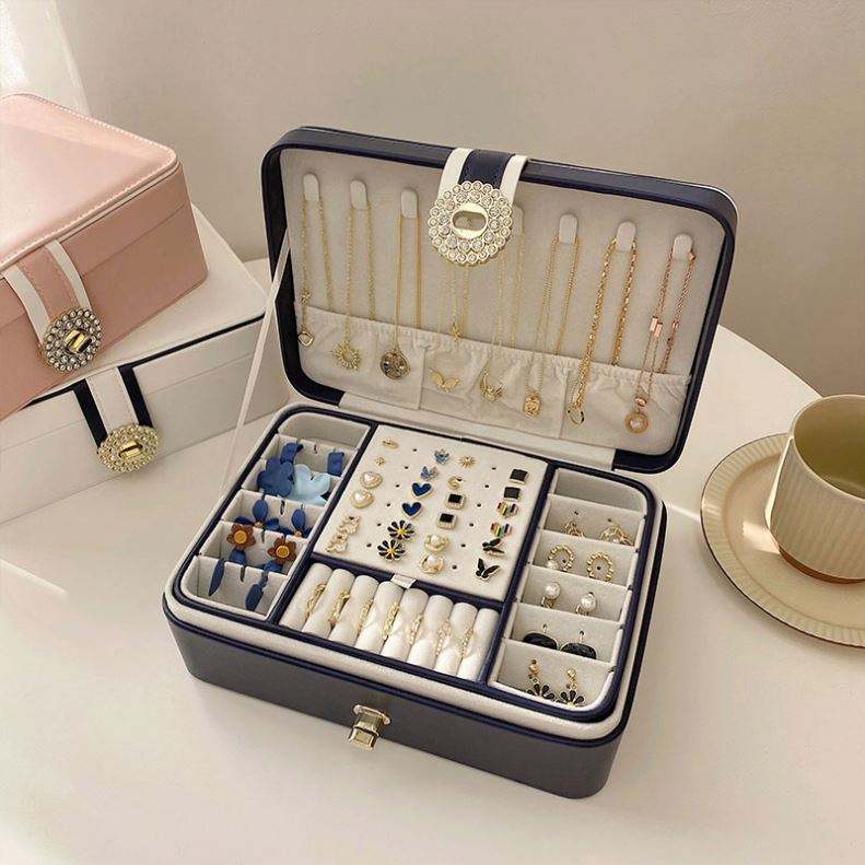 Custom pu leather jewelry travel box luxury jewelry storage boxs with logo