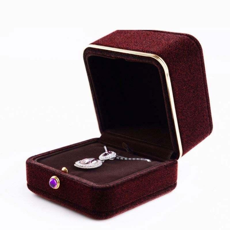 Wine Red Ring Pendant Packaging Display Jewelry ring Box Velvet Jewelry Packaging Box Gift Box for wedding and proposal - Image 2