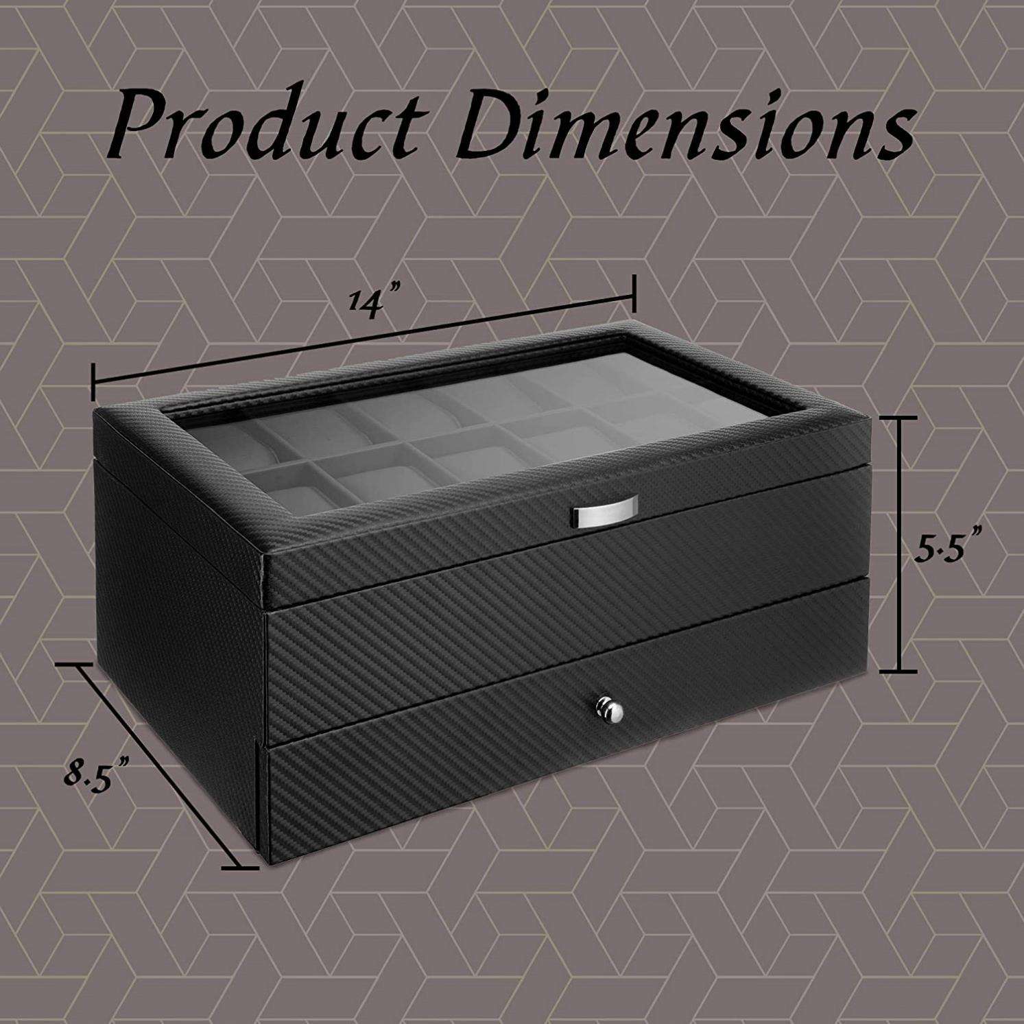 First-Class 12 Slots wooden with PU leather Watch holder Box Display Case & Organizer For Men - 图片 4