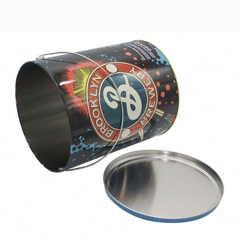 High Quality Brewery Ice Beer Tin Bucket With Lid Custom Print Popcorn Tin Bucket With Lid Brewery Handle Tin bucket With Lid - 图片 2