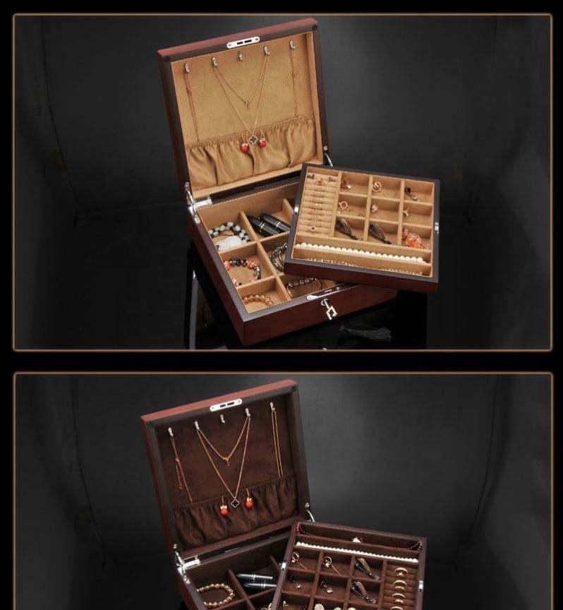 wholesale jewelry box wood cajas para joyeria velvet keepsake necklace ring earring packaging bracelet box jewelry organizer - Image 4