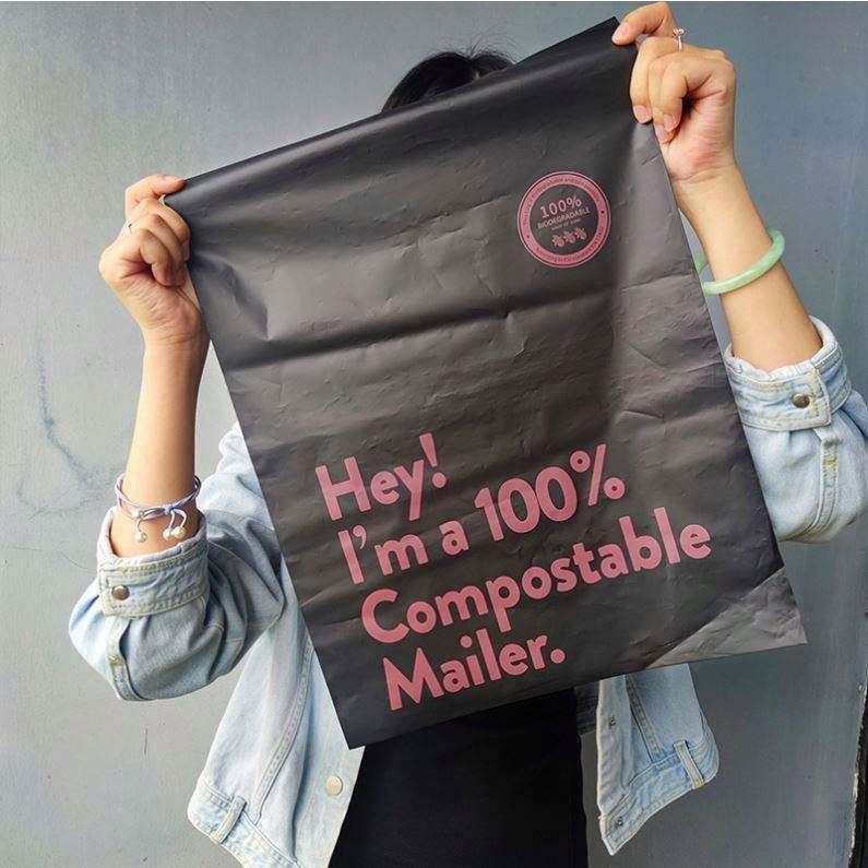 Luxury custom eco friendly printed polymailer black clothing compostable shipping express underwear mailing bags for apparels - Image 4