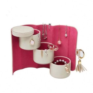 Edition Foldable Leather Jewelry Ring Box Custom Logo Ladies Pu Leather Small Travel Jewelry Box