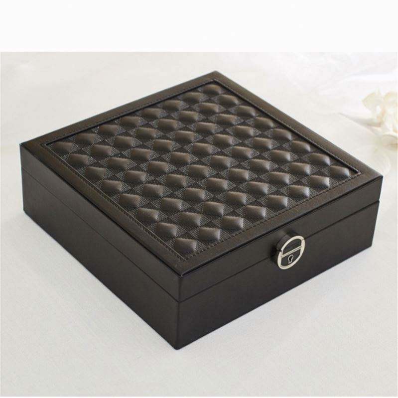 Elegant pu Leather Jewelry Box With Metal Lock Portable Leather Jewelry organizer Travel Jewelry Packaging Box With Mirror - 图片 4