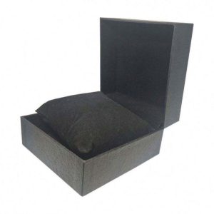 luxury high quality leather black ring and jewelry gift box packaging with velvet insert and small pillow