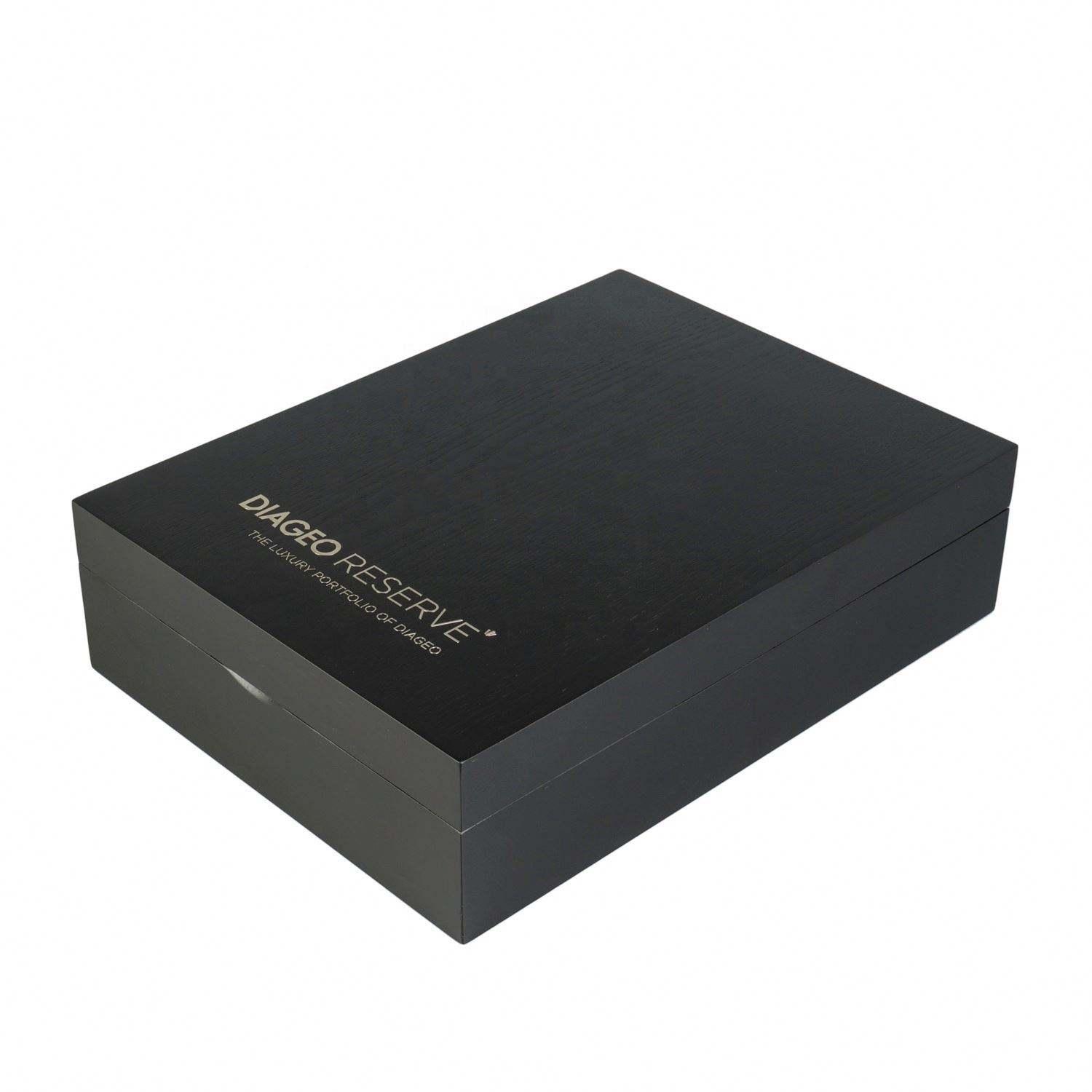 Factory Handmade Custom Laser Pattern Ash Solid Wood Rectangle Luxury Black Wine Wood Box - Image 3