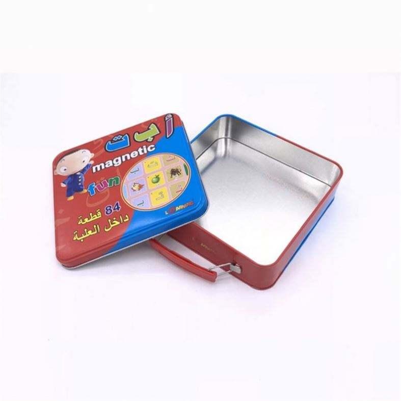 High quality custom printed Embossing rectangular hinged tin box cute lunch tin box with handle for kids - 图片 6