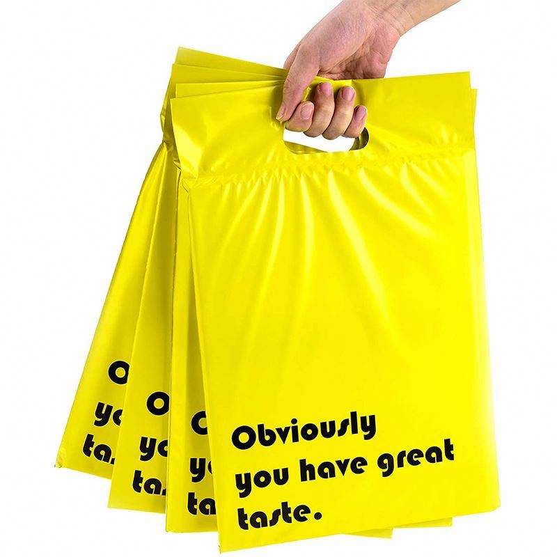Custom Biodegradable Large Durable Self Adhesive Tear Proof Mailing Clothing T Shirt Matte Black Poly Mailers Bag With Handle - Image 5