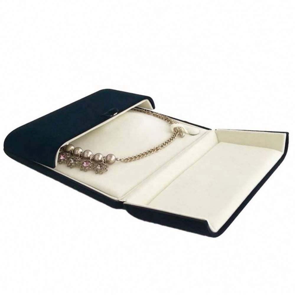 Velvet Banquet Premium Grade Velvet Unique Style Hard Shell Button Tight Large Necklace Gift Box Packaging - Image 2