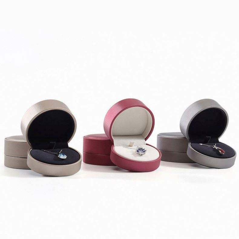 Round High Quality Elegant Jewelry Box PU Leather Jewelry Packaging Ring Necklace Storage - Image 4