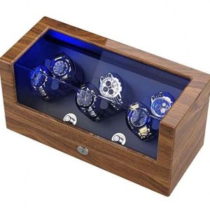 Watch winder for automatic watches with flexible watch pillow wooden shell powered by Japanese Motor